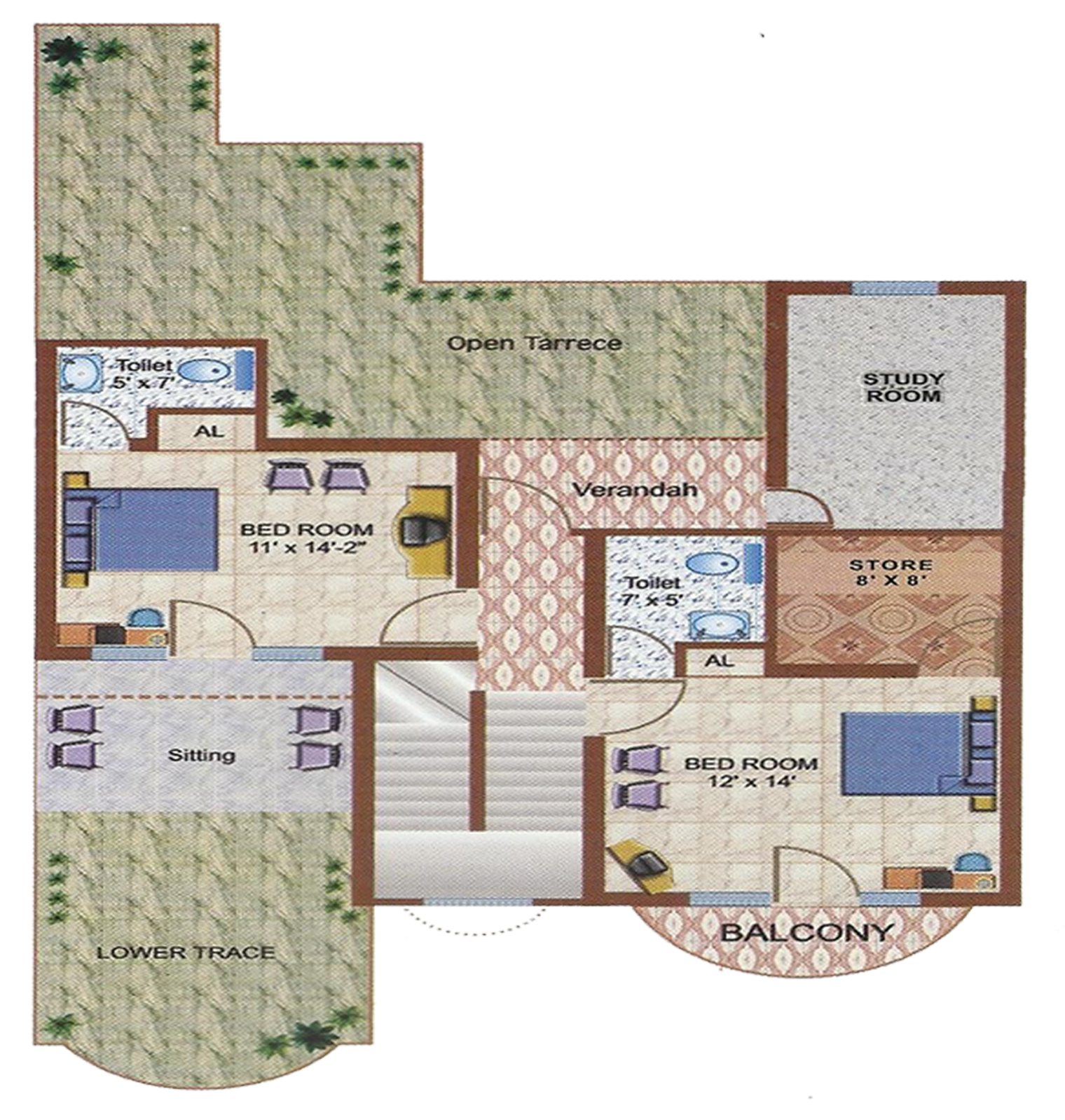 First Floor Plan - Mughal Homes Duplex